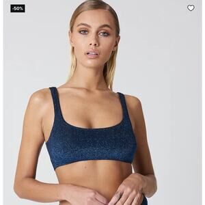 Cyn Luca Blue Bikini NWT Swimming Top Glitter Summer Beach Top Size XL